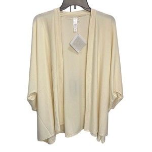 Wynne‎ Layers Open Front Cardigan Size Large Cream Batwing Sleeves